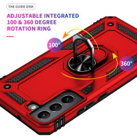 Schutzhülle für Samsung Galaxy S22 Cover TPU/PC Kombi Metal Ring Rot