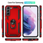 Schutzhülle für Samsung Galaxy S22 Cover TPU/PC Kombi Metal Ring Rot