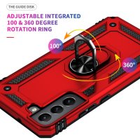 Schutzhülle für Samsung Galaxy S22+ Cover TPU/PC Kombi Metal Ring Rot