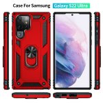 Samsung Galaxy S22 Ultra Cover Schutzhülle TPU/PC Kombi Metal Ring Rot