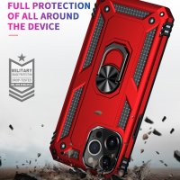iPhone 14 Pro Cover Schutzhülle TPU/PC Kombi Metallring Standfunktion Rot