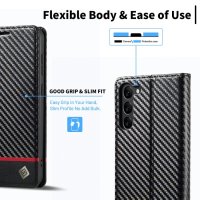 Samsung Galaxy S23 Handytasche Ledertasche Standfunktion Carbon Design Schwarz