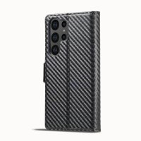 Samsung Galaxy S23 Ultra 5G Handytasche Standfunktion Ledertasche Carbon Schwarz