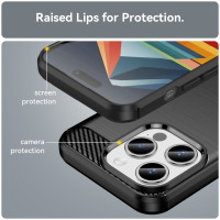 iPhone 15 Pro Cover Schutzhülle TPU Silikon Textur/Carbon Design Schwarz