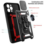 iPhone 14 Pro Max Cover Schutzhülle TPU-PC Kombi Metal Ring Standfunktion Silber