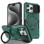 iPhone 15 Pro Max Schutzhülle Magsafe Holder Standfunktion Schubfenster Grün