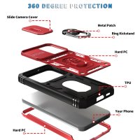 Samsung Galaxy S23+ 5G Schutzhülle TPU/PC Metallring Schubfenster Rot