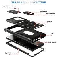 Samsung Galaxy S23 Ultra 5G Schutzhülle TPU/PC Metallring Schubfenster Schwarz