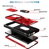 Samsung Galaxy S23 Ultra 5G Schutzhülle TPU/PC Metallring Schubfenster Rot