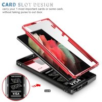 Samsung Galaxy S23 Ultra 5G Schutzhülle TPU/PC Metallring Schubfenster Rot