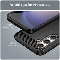 Samsung Galaxy S24 5G Schutzhülle TPU Silikon Textur/Carbon Design Schwarz