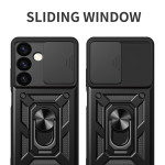 Samsung Galaxy S24 5G Schutzhülle TPU/PC Metallring Schubfenster Schwarz