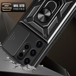 Samsung Galaxy S24 Ultra 5G Schutzhülle TPU/PC Metallring Schubfenster Schwarz