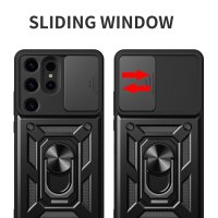 Samsung Galaxy S24 Ultra 5G Schutzhülle TPU/PC Metallring Schubfenster Rot