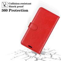 Samsung Galaxy A21s Case Handytasche Ledertasche Standfunktion Retro Rot