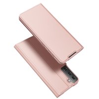 Samsung Galaxy S21 Case Handytasche Ledertasche Standfunktion DeLuxe Rose/Gold