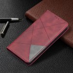 Samsung Galaxy S22+ 5G Case Handytasche Ledertasche Magnetic Karo Style Rot