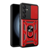 Samsung Galaxy A55 5G Cover Schutzhülle TPU/PC Metallring Schubfenster Rot