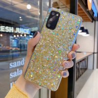 Samsung Galaxy A21s Cover Schutzhülle TPU Silikon Glitter Effekt Rose/Gold