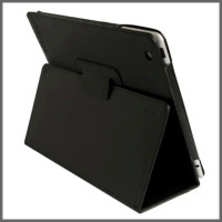 iPad 2 Case Ledertasche mit Standfunktion Schwarz